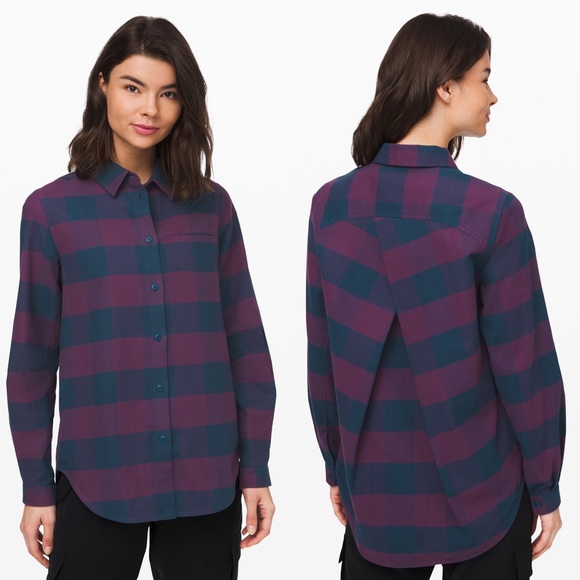 lululemon athletica Tops - NWT Lululemon Fall Winter Plaid Flannel Button Down Shirt Top